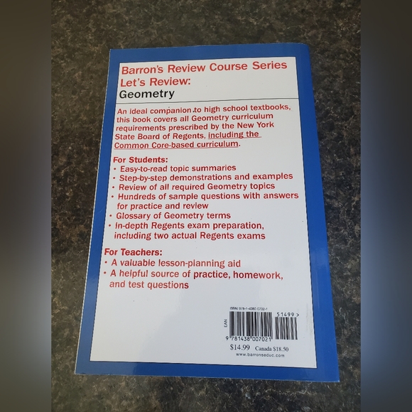 Barron's Let's Review Geometry Book Unused Paperback - Picture 2 of 7